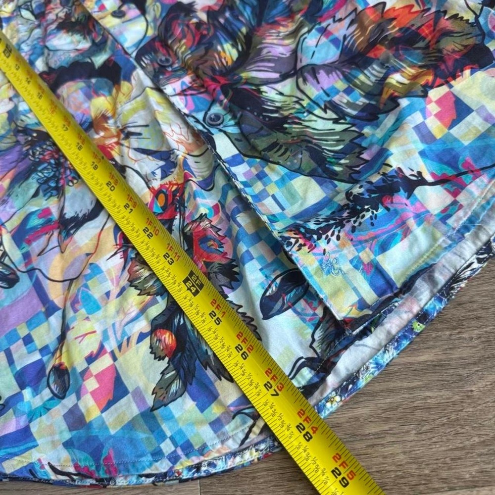 Robert Graham Mens Abstract Floral Print Button Up Shirt Blue Purple Small - Picture 5 of 6